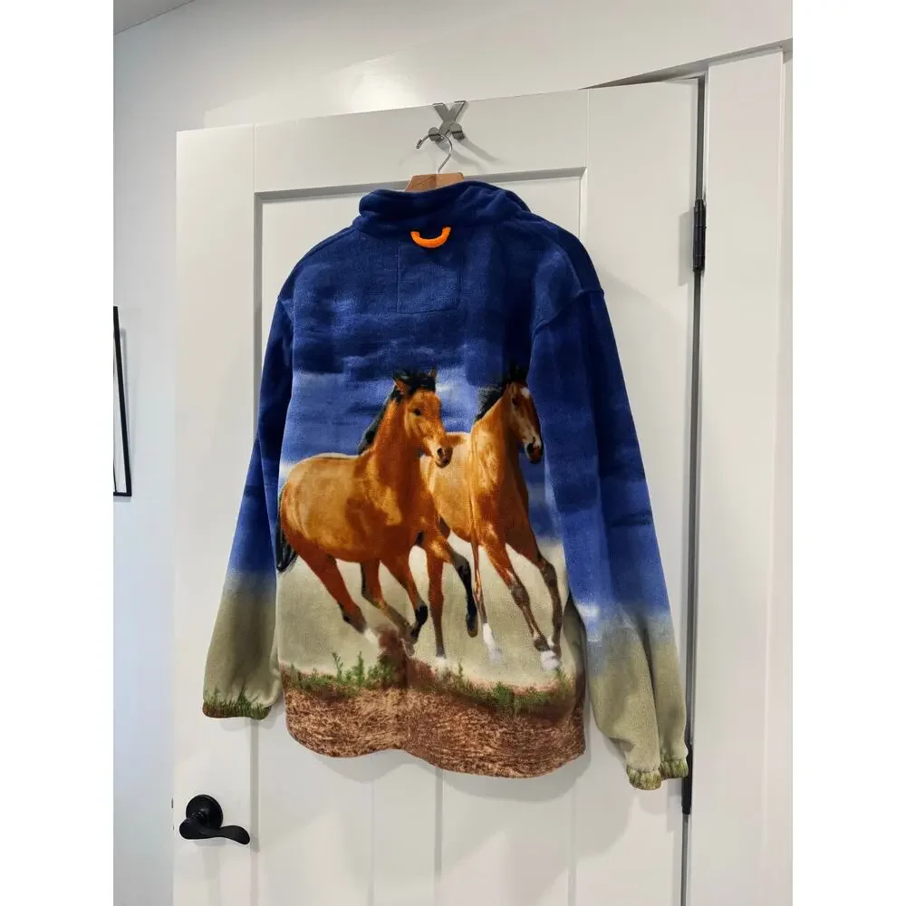 Wildkind Horse Print Fleece Full-Zip Mock Neck Jacket large